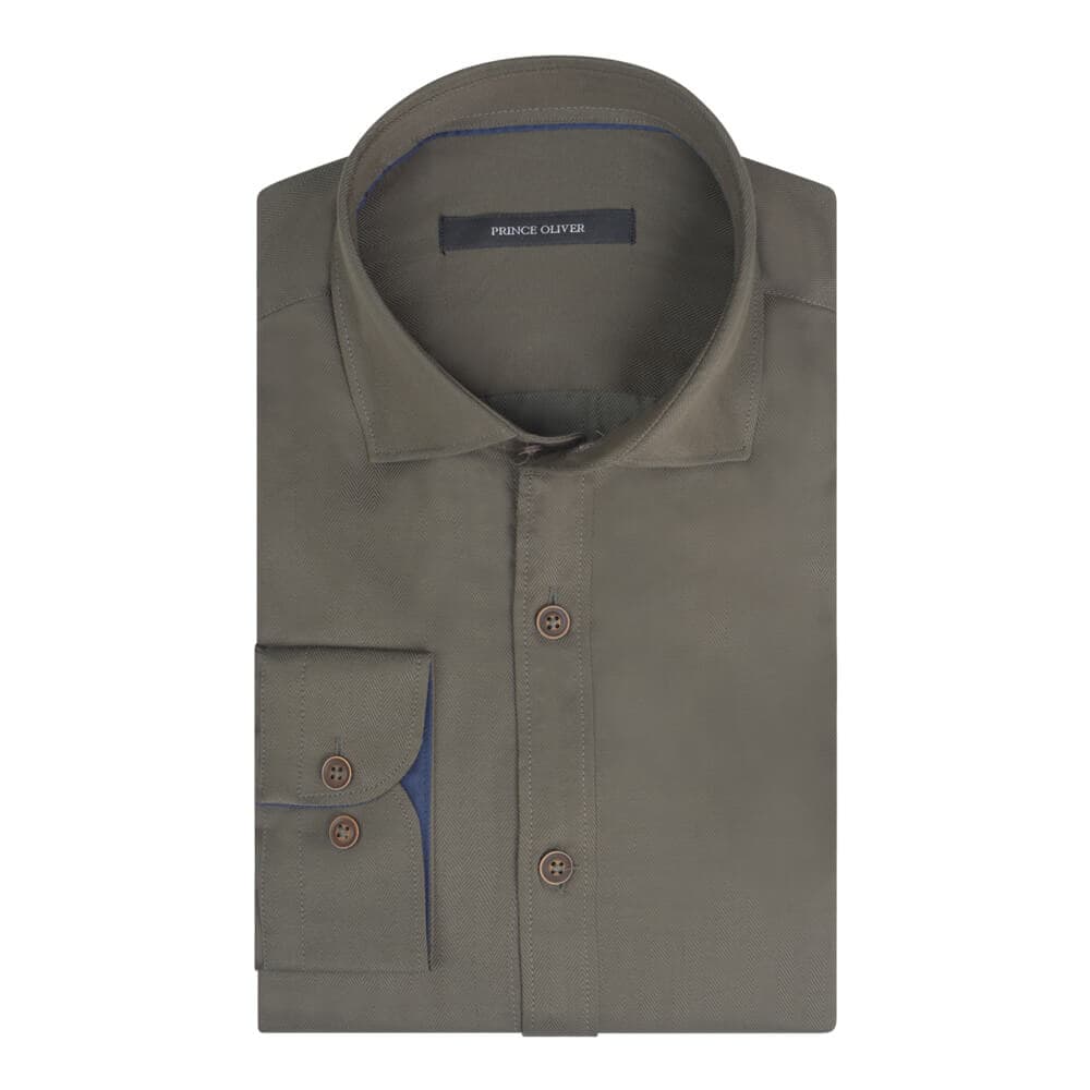 Πουκάμισο Χακί Με Μικροσχέδιο (Modern Fit)