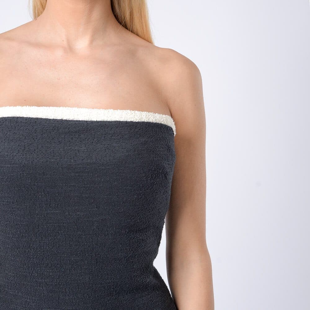 Jesy Dress. Μίνι Στράπλες Μπουκλέ Μαύρο Φόρεμα New Arrival