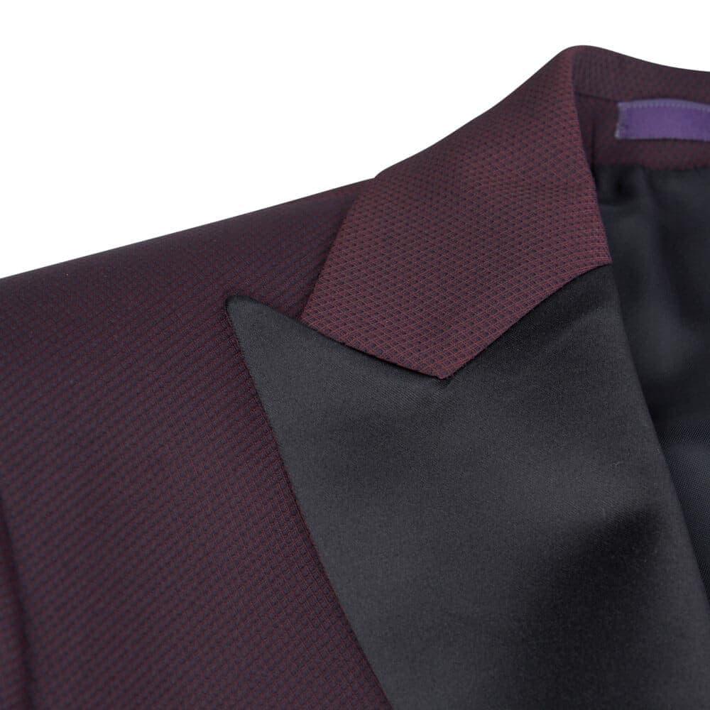 Tuxedo Μπορντώ με Shawl Σατέν Πέτο (Modern Fit)