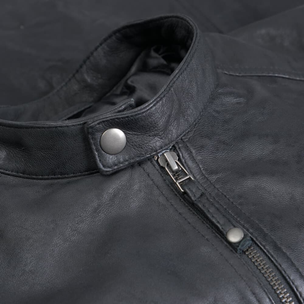 Racer Jacket Μαύρο 100% Leather (Modern Fit)