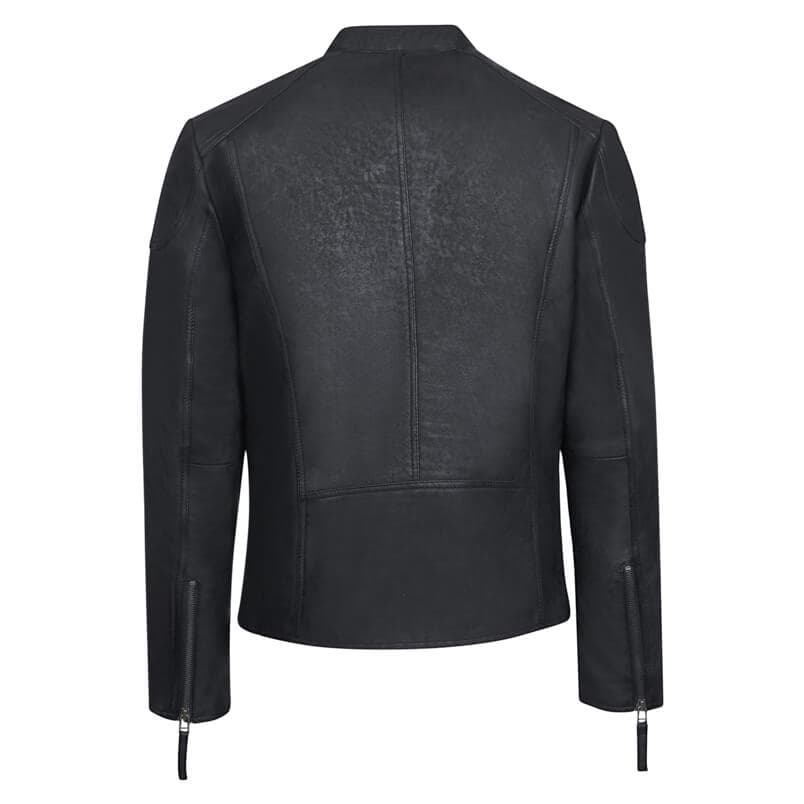 Racer Jacket Μαύρο 100% Leather (Modern Fit)
