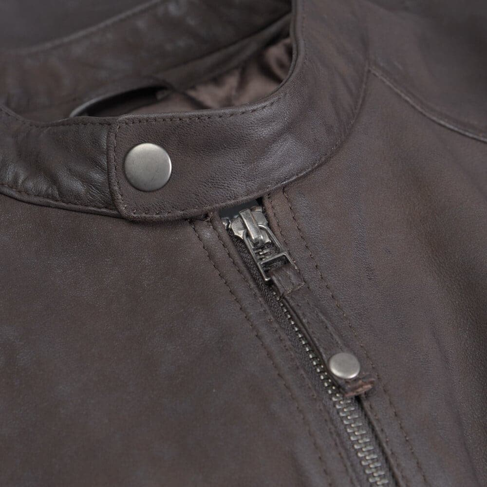 Racer Jacket Καφέ 100% Leather Jacket (Modern Fit)
