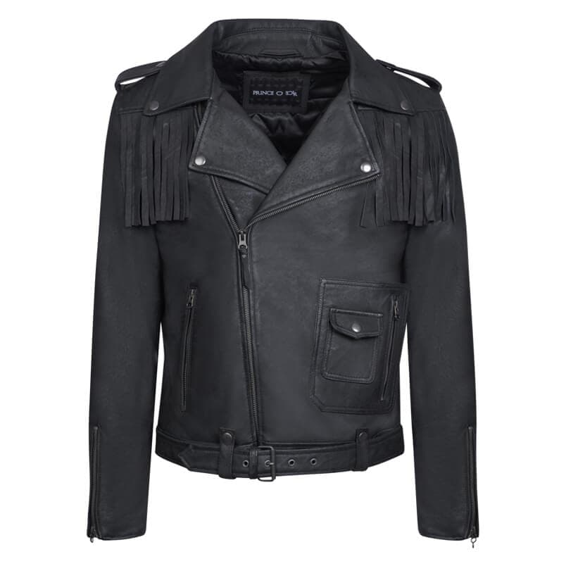 Fashionable Perfecto Jacket Μαύρο Με Κρόσια 100% Leather (Modern Fit)