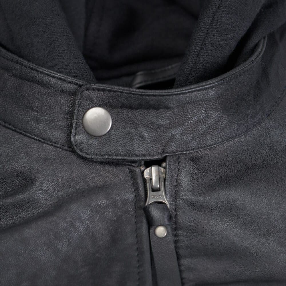 Hooded Racer Δερμάτινο Μαύρο 100% Leather Jacket (Modern Fit)