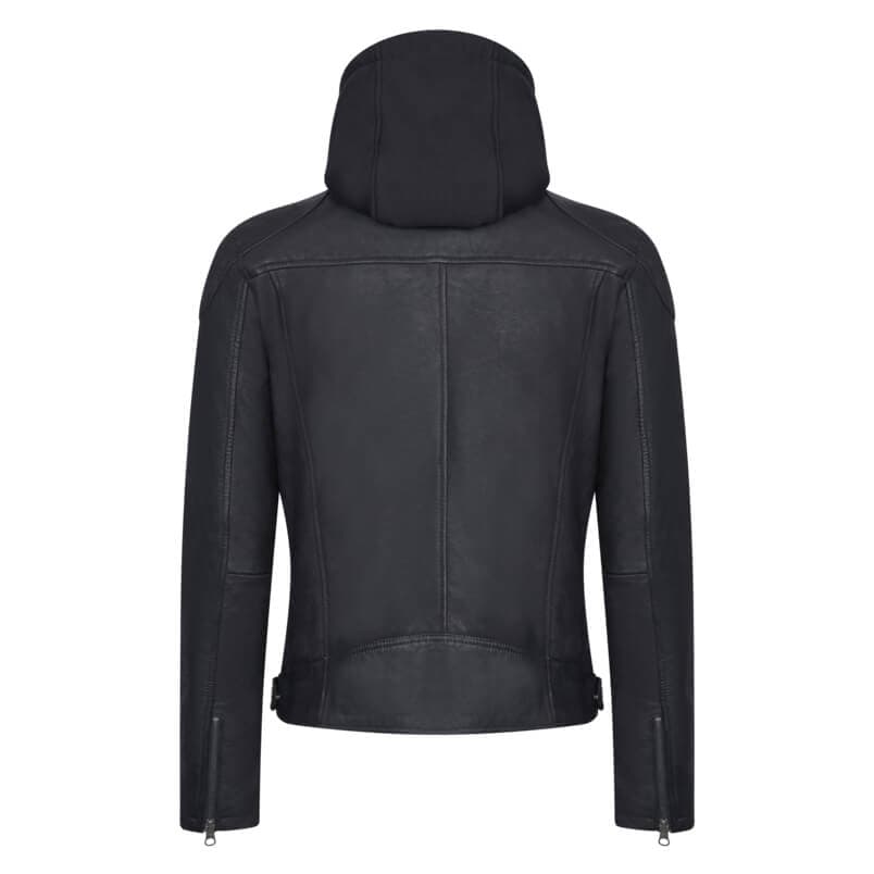 Hooded Racer Δερμάτινο Μαύρο 100% Leather Jacket (Modern Fit)