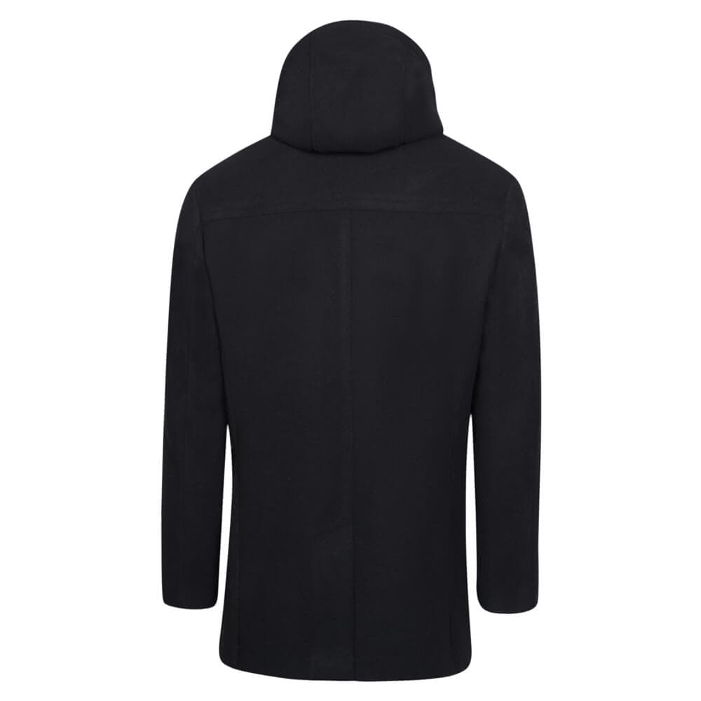 Elegant Μontgomery Μαύρο με Κουκούλα (Modern Fit) New Arrival