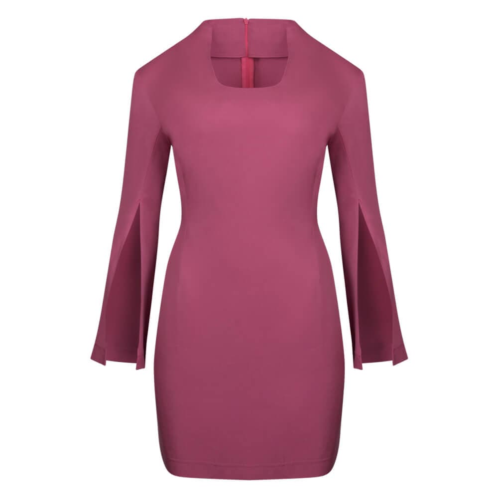 Esmeralda Dress.Φόρεμα Cape Sleeves Φούξια