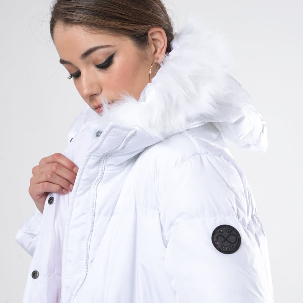Γυναικείο Padded Jacket Λευκό Μακρύ (Regular Fit) New Arrival
