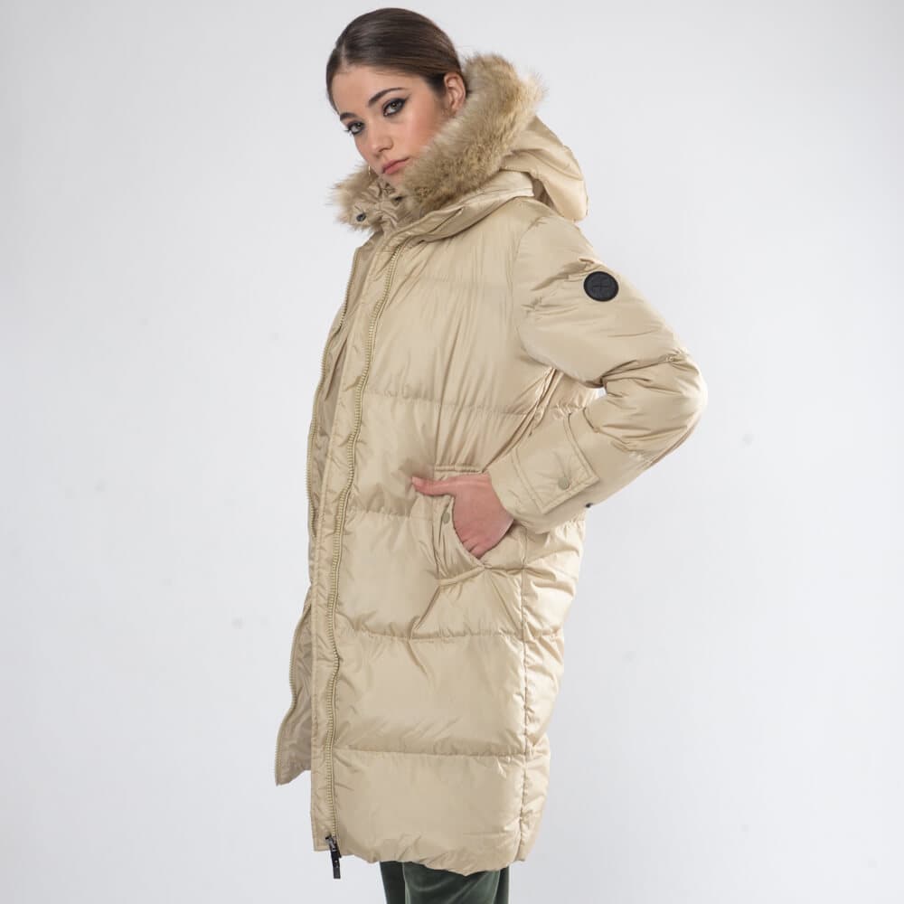Γυναικείο Padded Jacket Μπεζ Μακρύ (Regular Fit) New Arrival