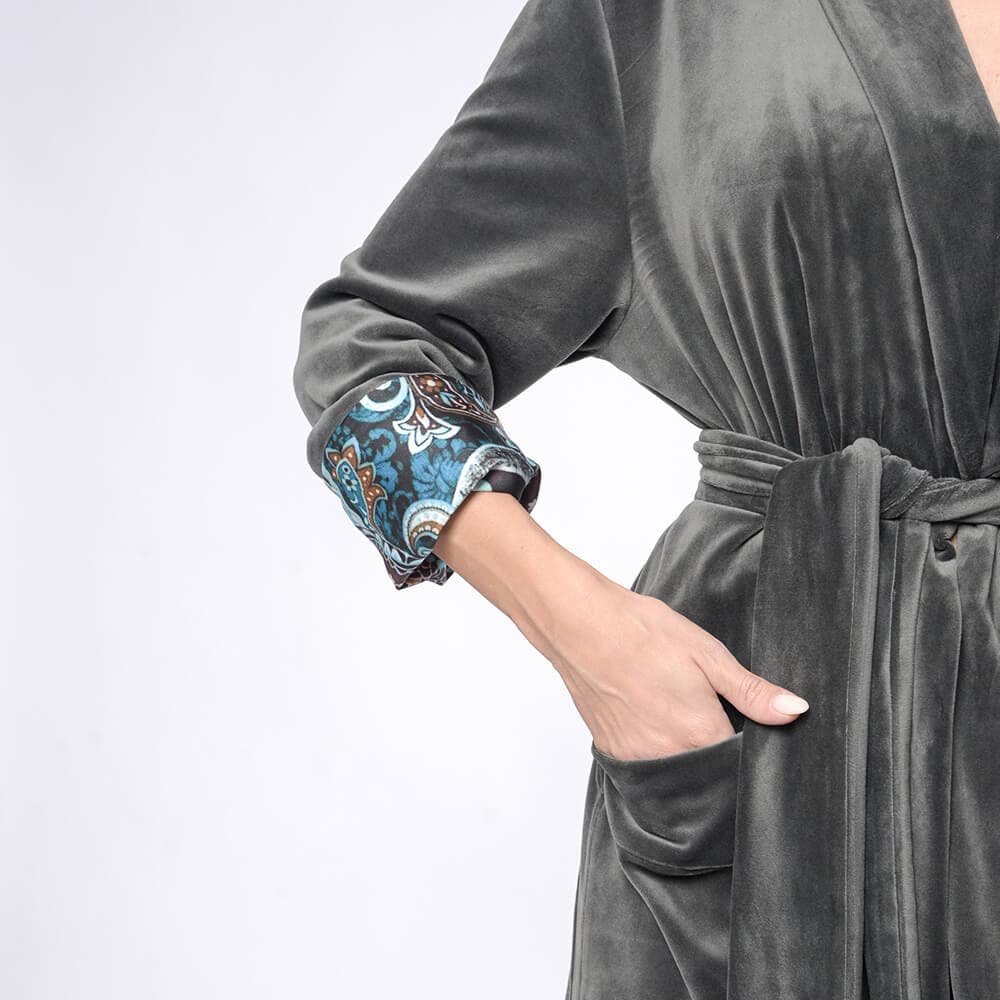 Latifa Blazer.Γυναικείο Velvet Σακάκι Γκρι