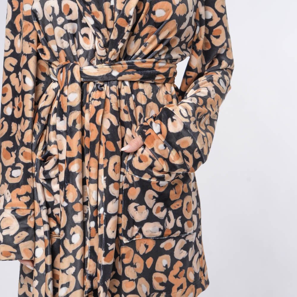 Latifa Blazer.Γυναικείο Velvet Σακάκι Λεοπάρ Καφέ