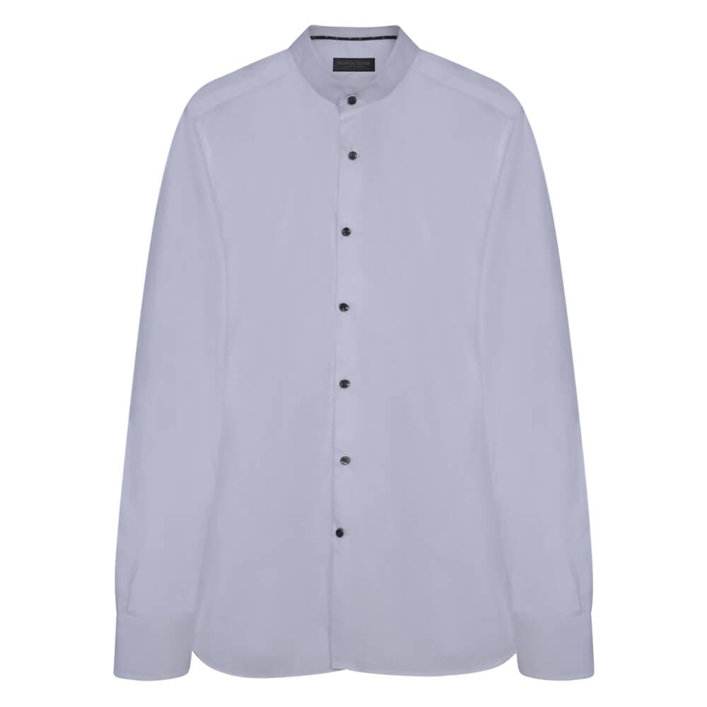 Superior Πουκάμισο Μαό Λευκό 100% Fine Cotton (Modern Fit)