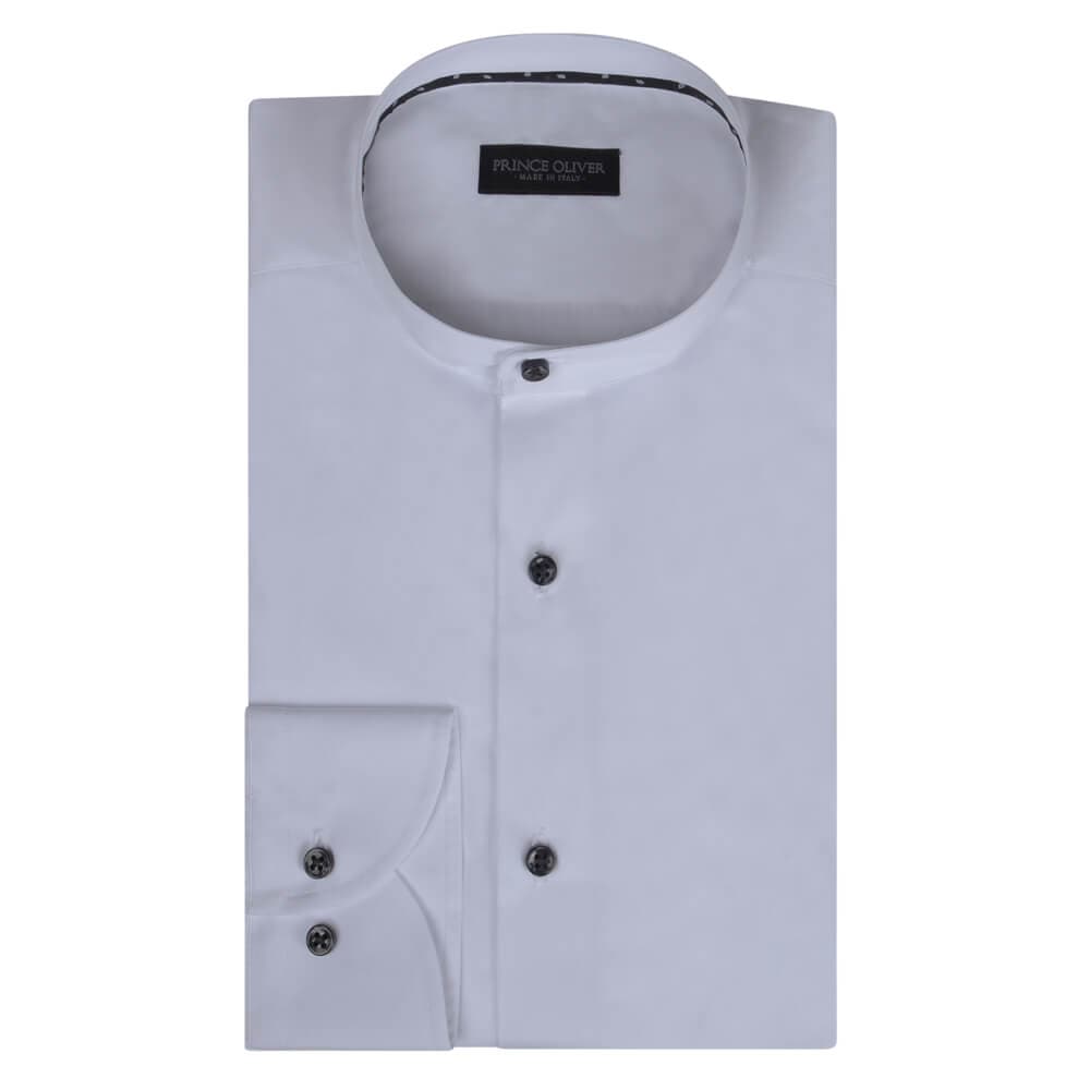 Superior Πουκάμισο Μαό Λευκό 100% Fine Cotton (Modern Fit)