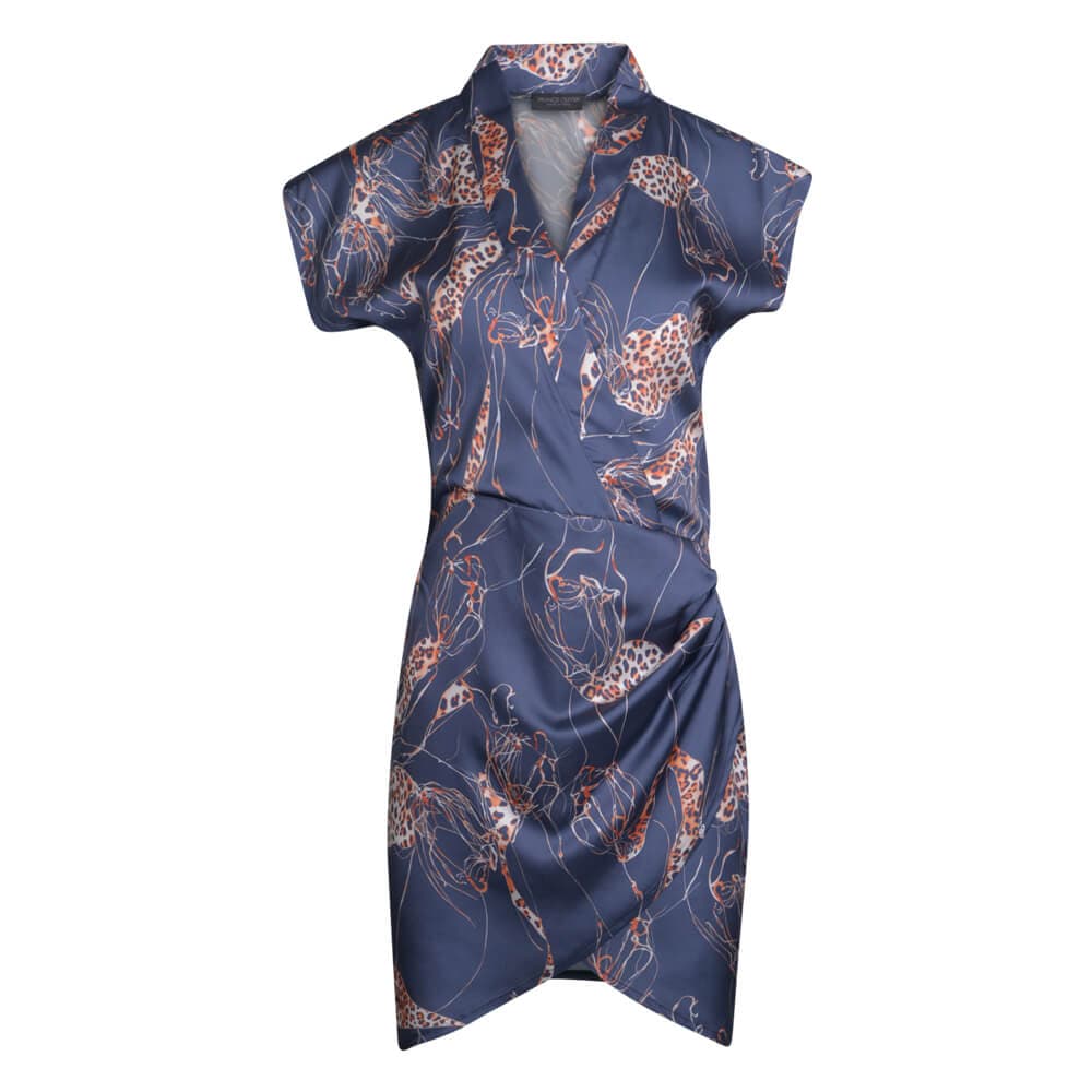 Reina Dress. Φόρεμα Σατινέ Μπλε