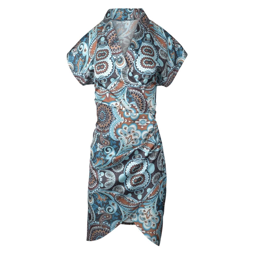 Reina Dress. Φόρεμα Σατινέ Σιέλ