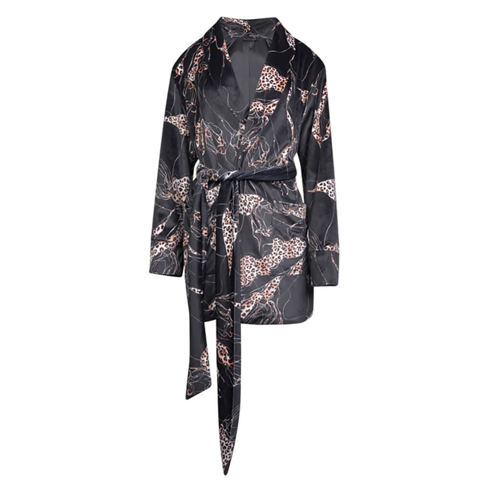 Latifa Blazer.Γυναικείο Velvet Σακάκι Print Μαύρο