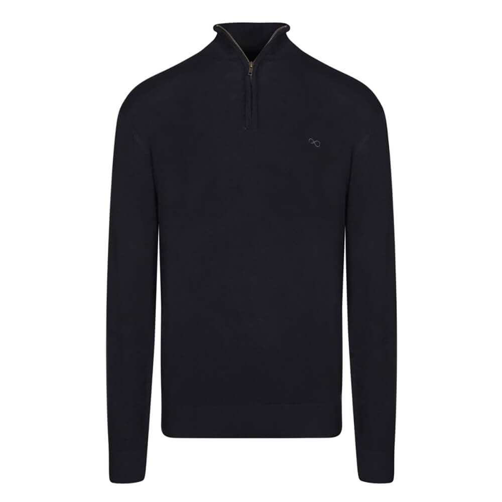 Signature Πουλόβερ Μαύρο Half Zip (Modern Fit)