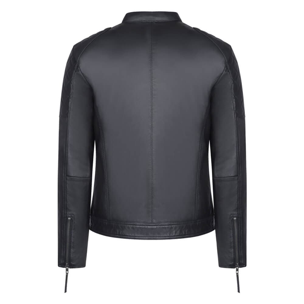 Racer Jacket Μαύρο 100% Leather (Modern Fit)