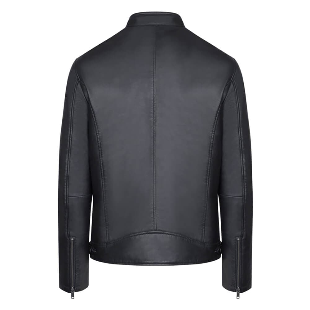 Racer Jacket Μαύρο 100% Leather (Modern Fit)