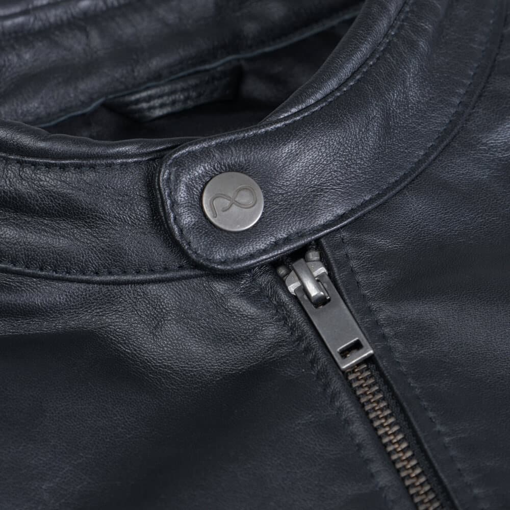 Racer Jacket Μαύρο 100% Leather (Modern Fit)