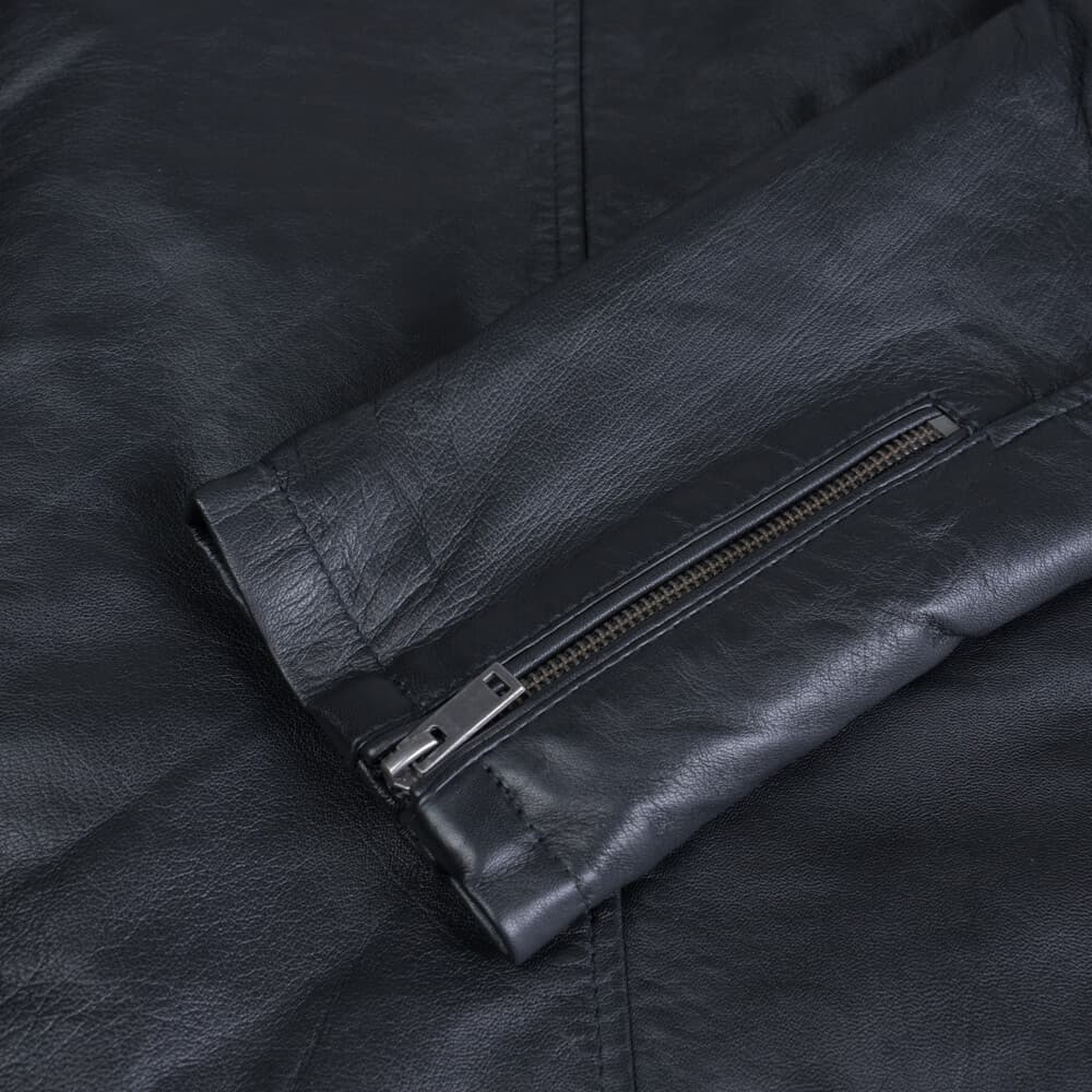 Racer Jacket Μαύρο 100% Leather (Modern Fit)