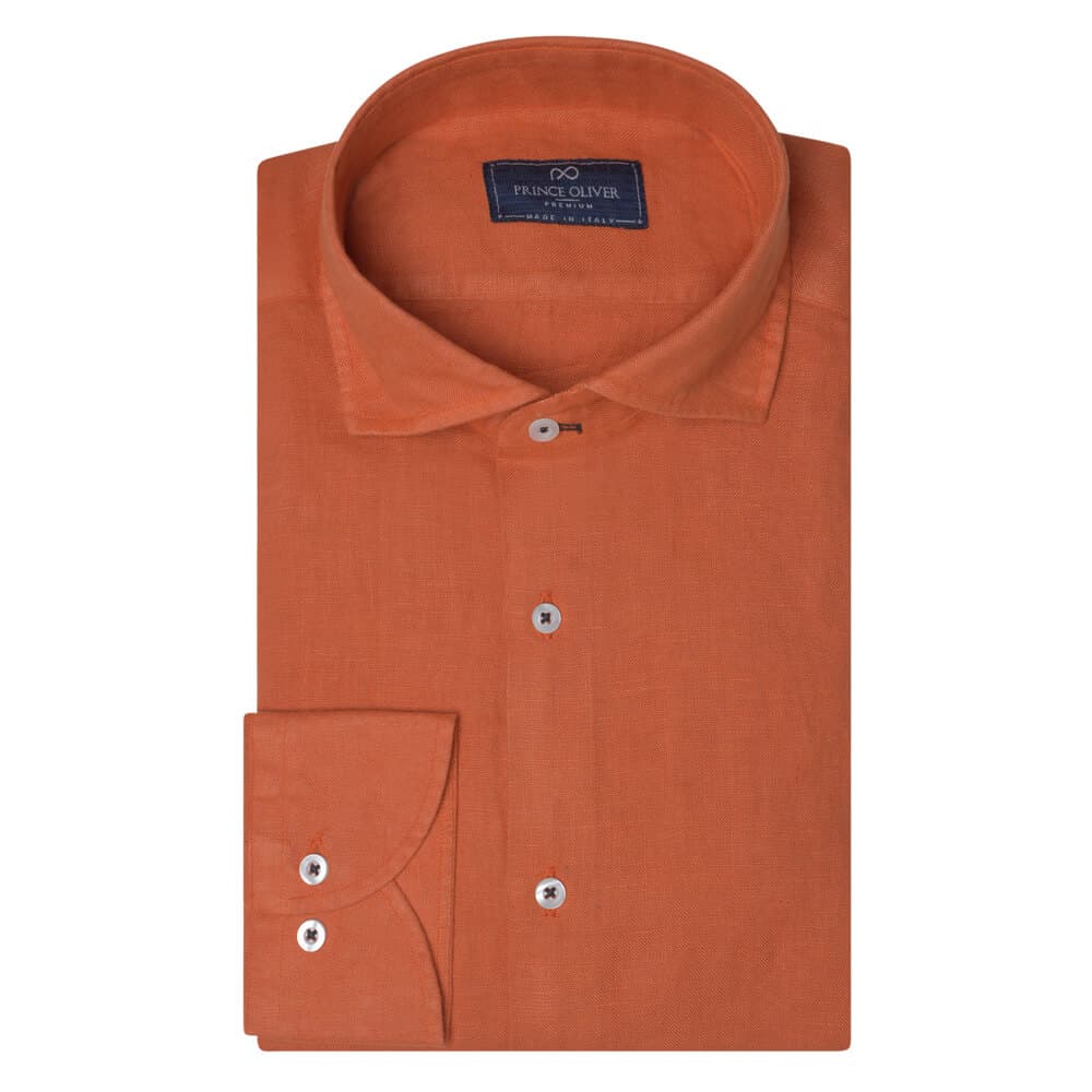 Superior Πουκάμισο Πορτοκαλί 100% Λινό (Modern Fit)