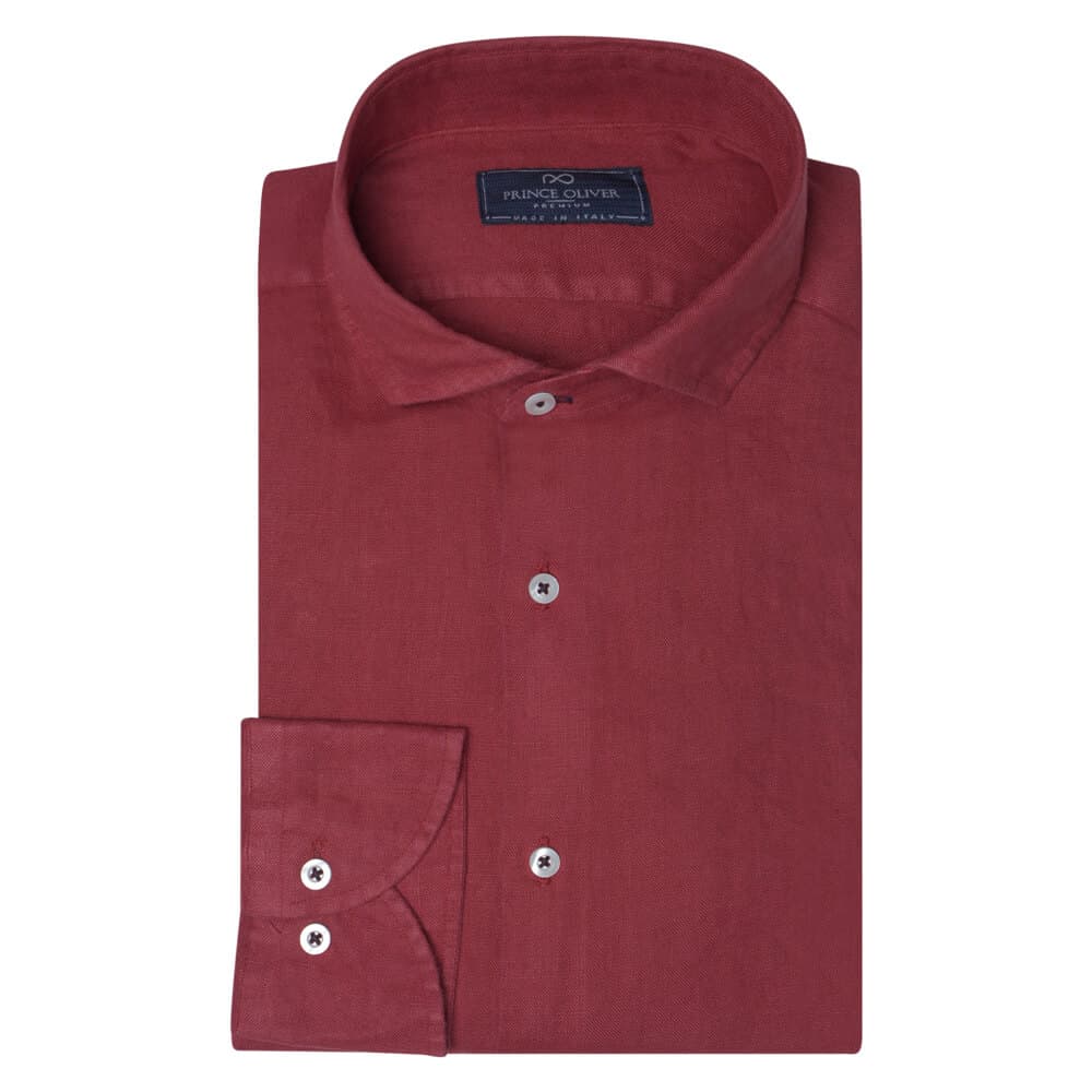 Superior Πουκάμισο Μπορντώ 100% Λινό (Modern Fit)