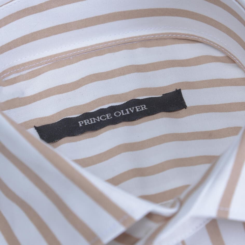 Πουκάμισο Ριγέ Καφέ/Λευκό (Modern Fit)