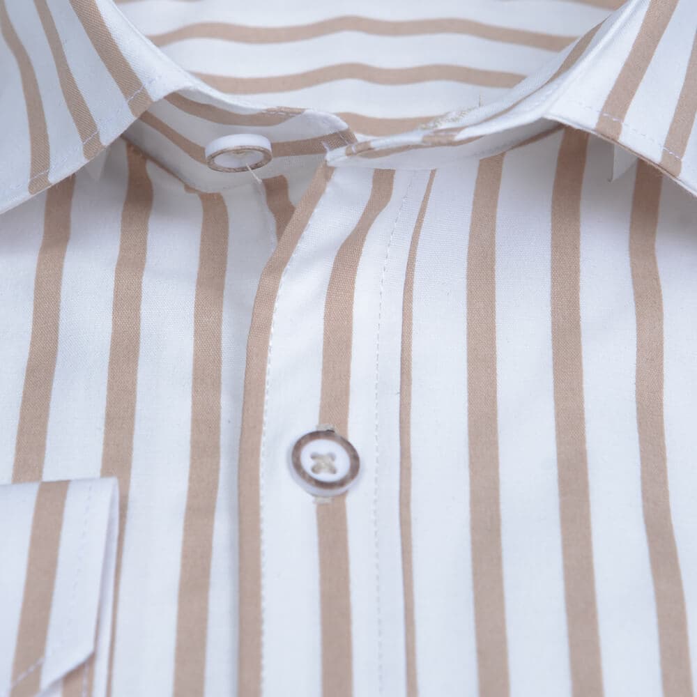 Πουκάμισο Ριγέ Καφέ/Λευκό (Modern Fit)