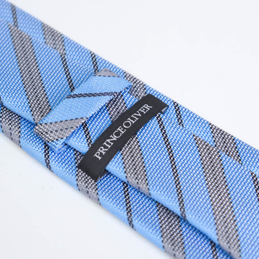 Γραβάτα Γαλάζια Με Καφέ Ρίγα (Φάρδος 7 cm)