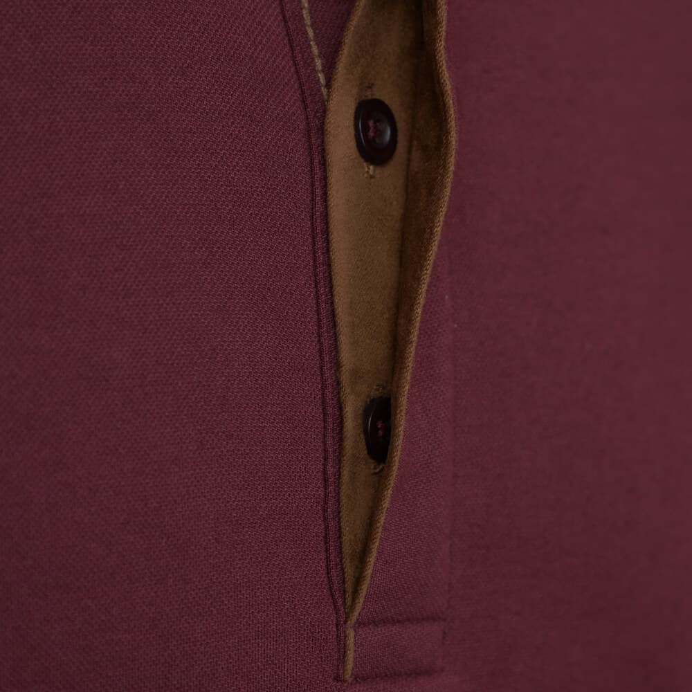 Premium Mao Polo Μπορντώ 100% Cotton (Modern Fit)