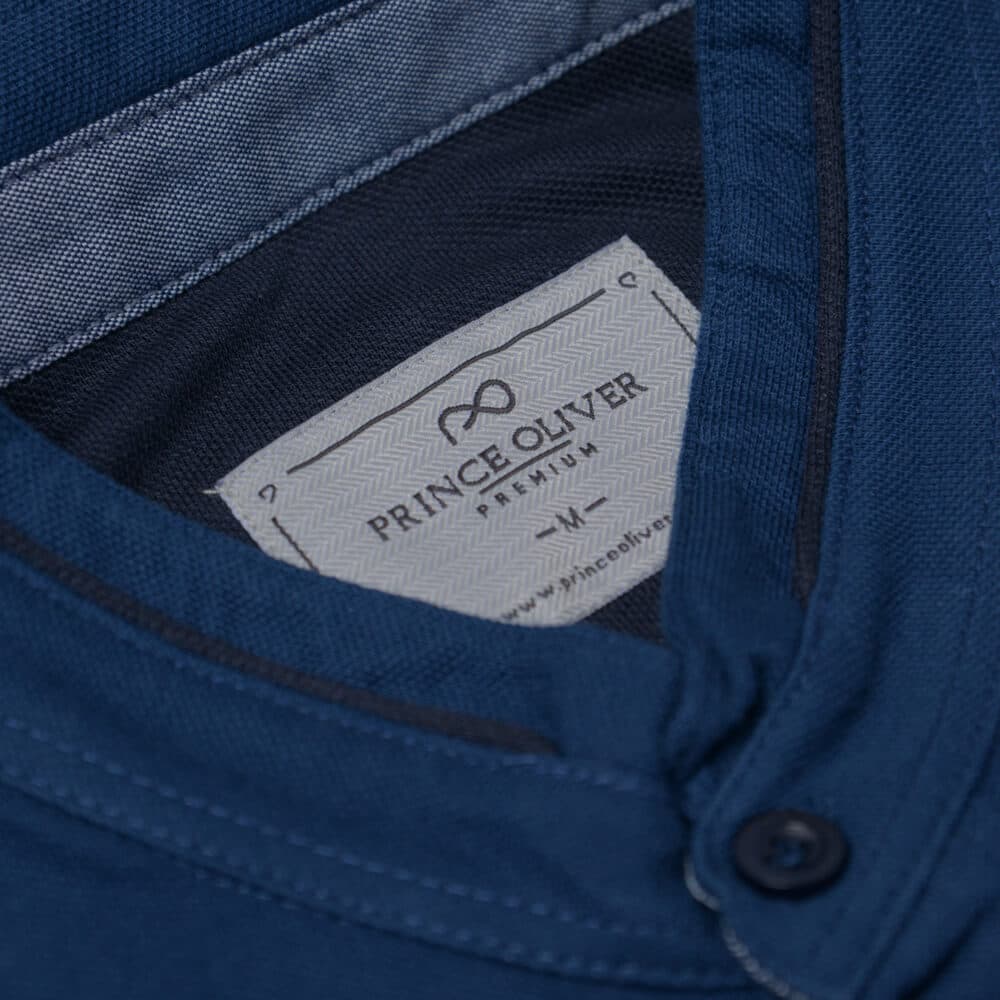Premium Mao Polo Μπλε 100% Cotton (Modern Fit)