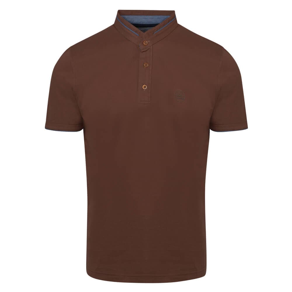 Premium Mao Polo Καφέ 100% Cotton (Modern Fit)