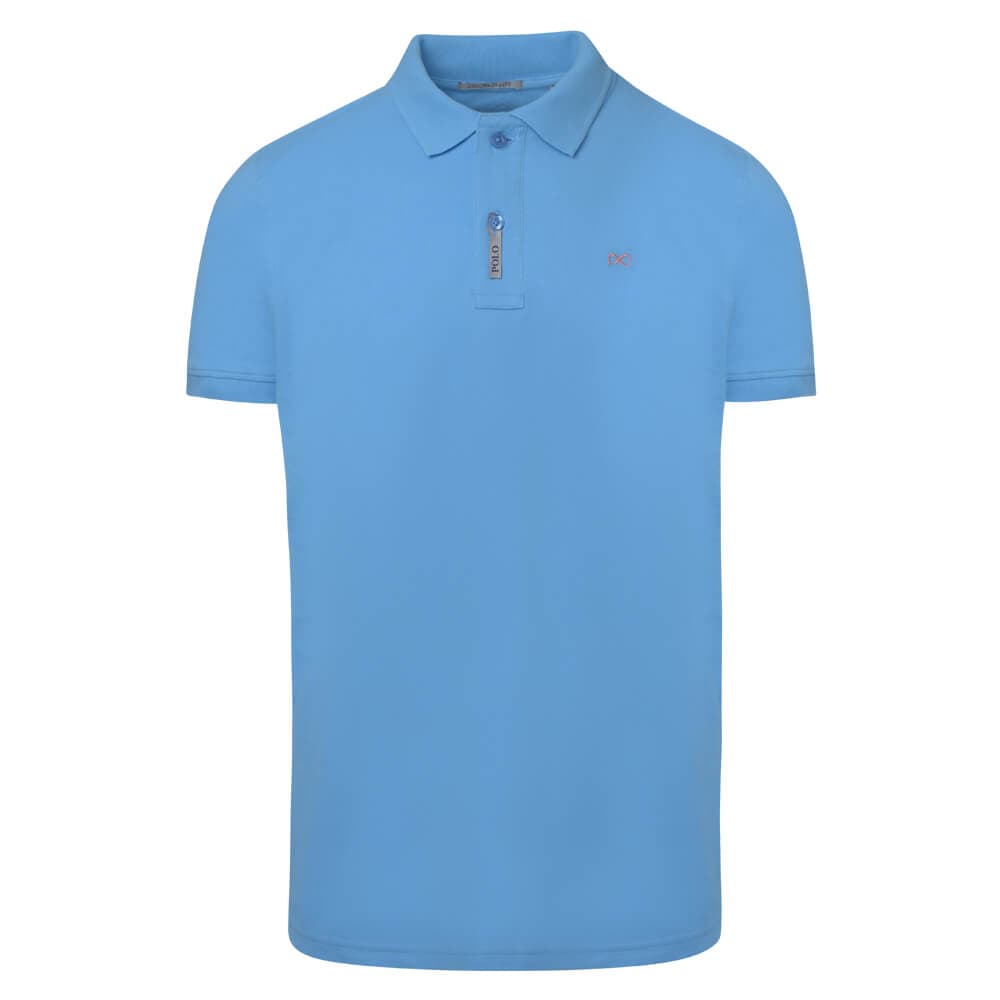 Brand New Polo Double Pique Γαλάζιο 100% Cotton (Regular Fit)
