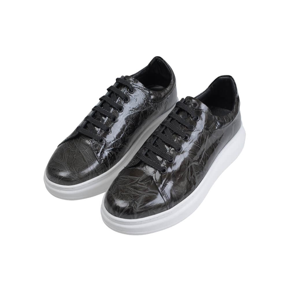 Low-Top Δερμάτινα Sneakers Λαδί