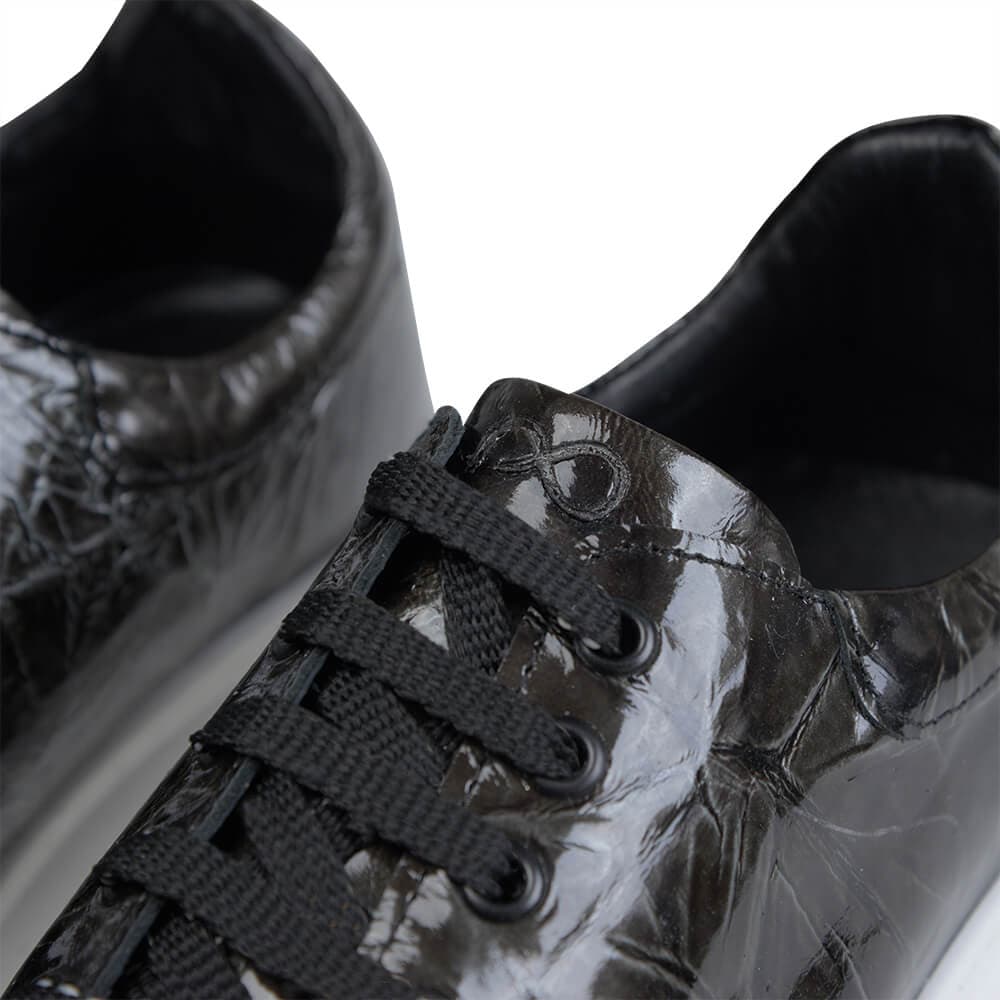 Low-Top Δερμάτινα Sneakers Λαδί