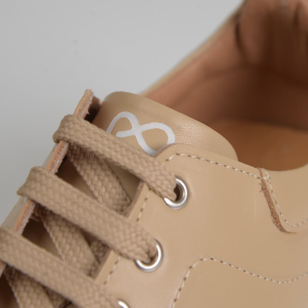 Low-Top Δερμάτινα Sneakers Καφέ Ανοιχτό