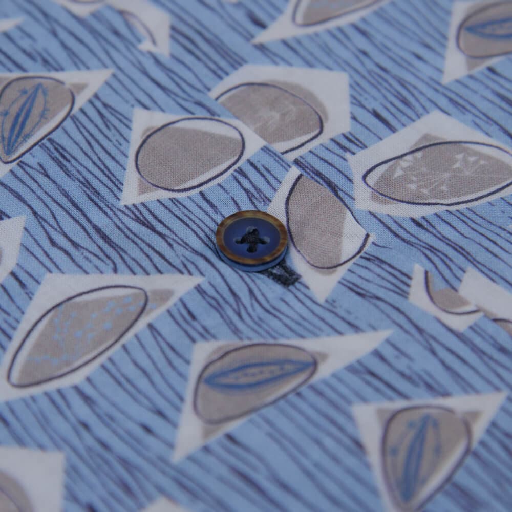 Πουκάμισο Γαλάζιο Με Tropical Print 100%Cotton (Modern Fit)