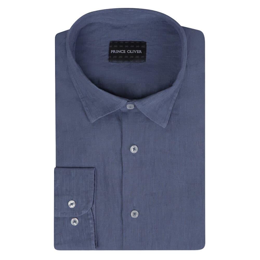 Premium Πουκάμισο Μπλε 100% Λινό (Modern Fit)