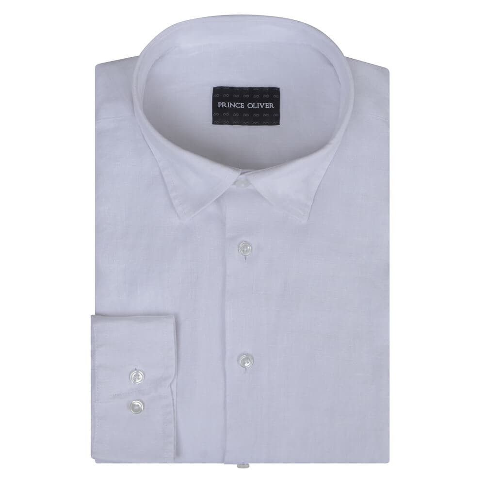 Premium Πουκάμισο Λευκό 100% Λινό (Modern Fit)