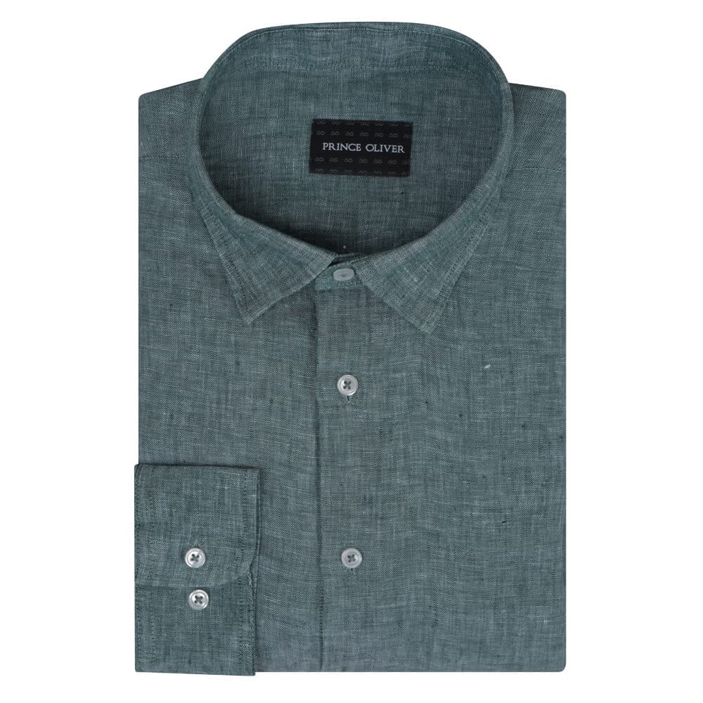 Premium Πουκάμισο Πετρόλ 100% Λινό (Modern Fit)