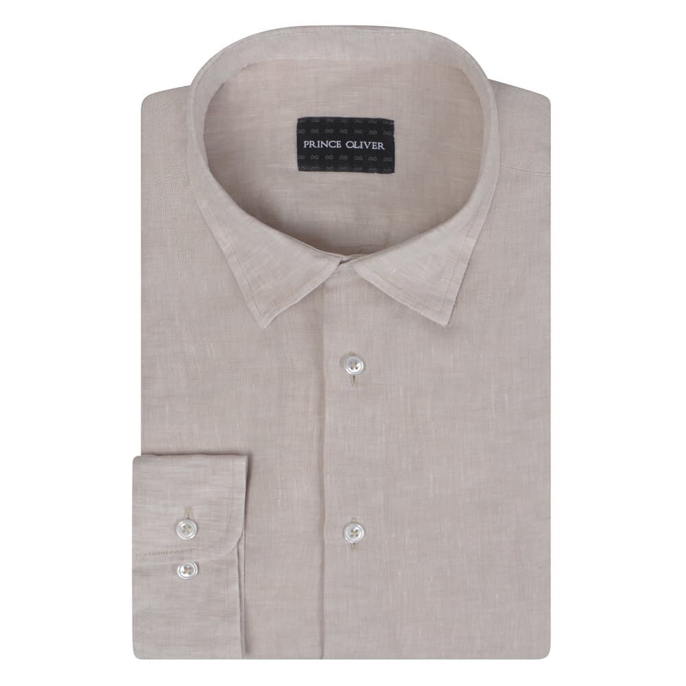 Premium Πουκάμισο Μπεζ 100% Λινό (Modern Fit)