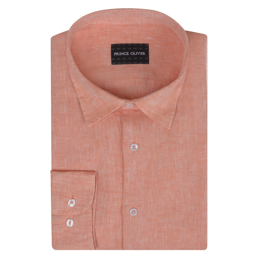 Premium Πουκάμισο Πορτοκαλί 100% Λινό (Modern Fit)