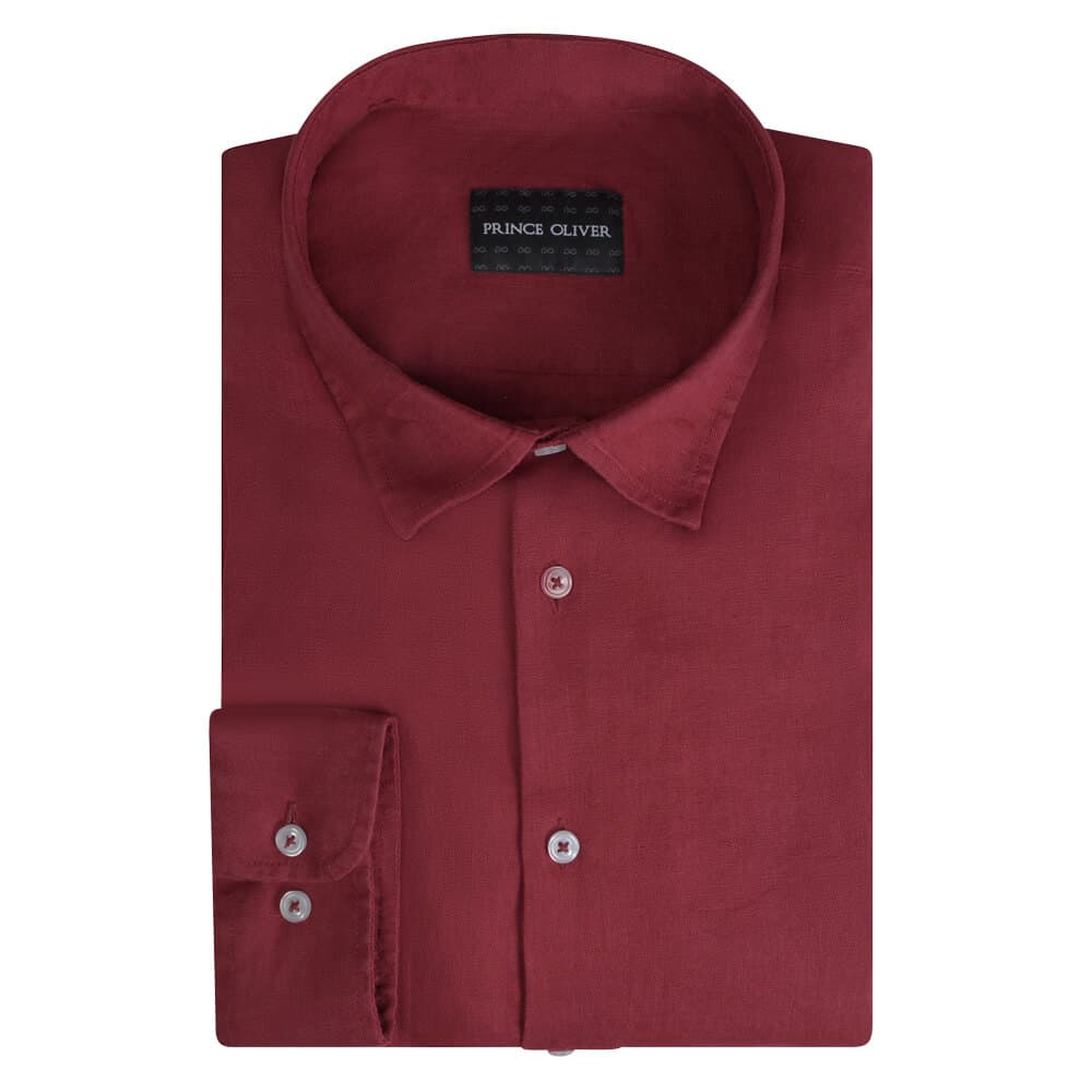 Premium Πουκάμισο Μπορντώ 100% Λινό (Modern Fit)