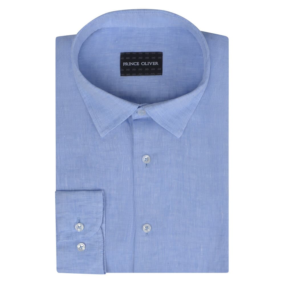 Premium Πουκάμισο Γαλάζιο 100% Λινό (Modern Fit)