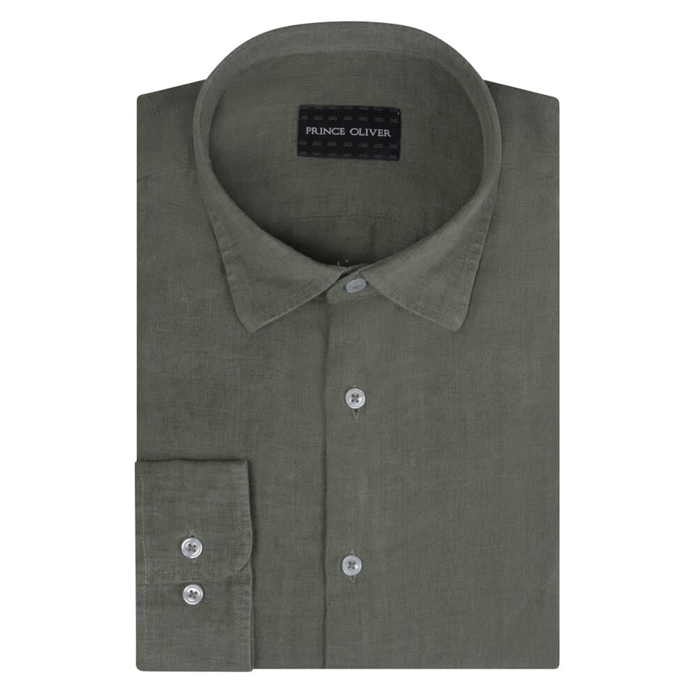 Premium Πουκάμισο Χακί 100% Λινό (Modern Fit)