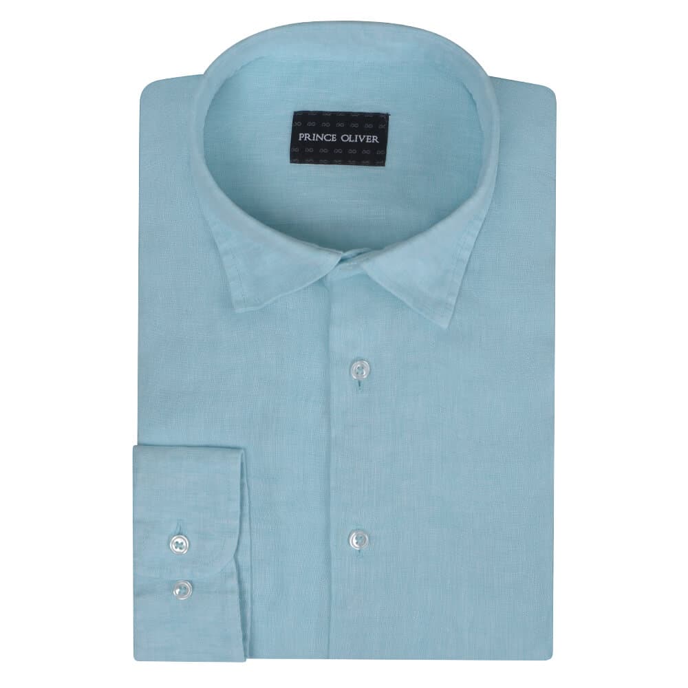 Premium Πουκάμισο Σιέλ 100% Λινό (Modern Fit)