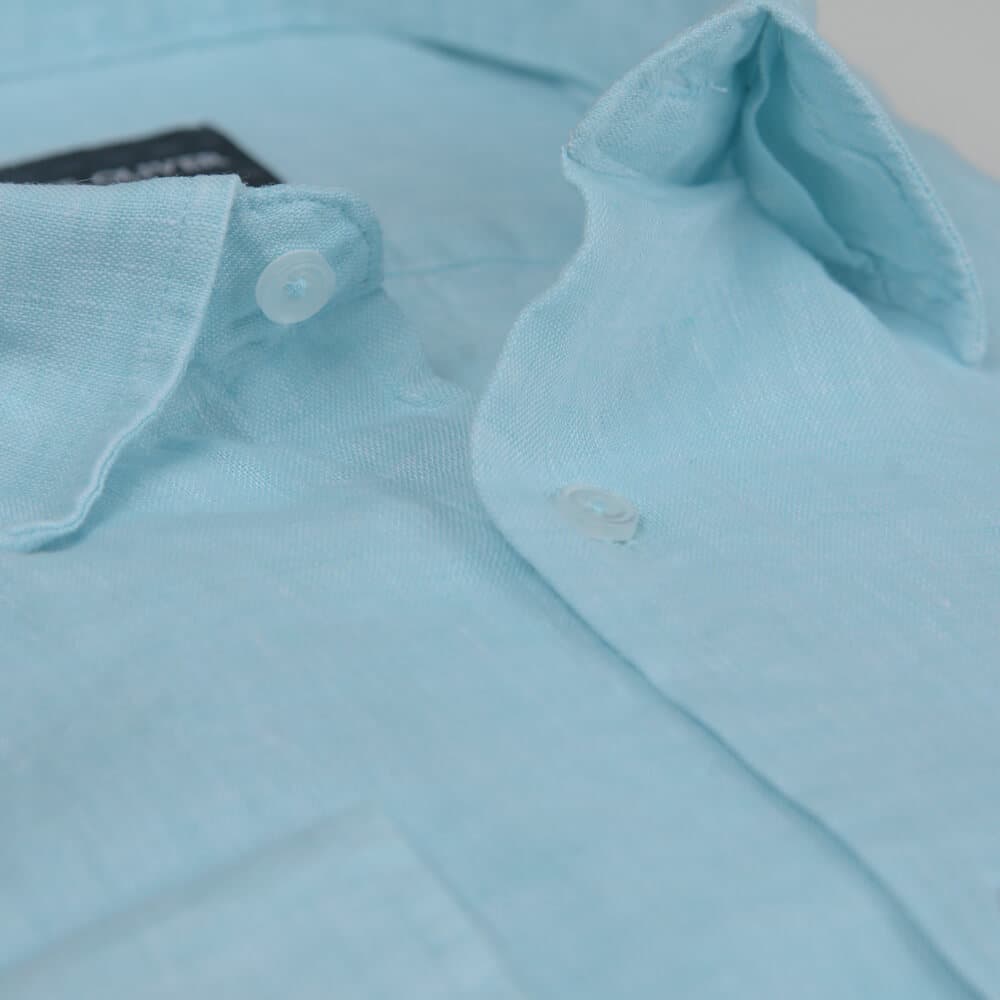 Premium Πουκάμισο Σιέλ 100% Λινό (Modern Fit)