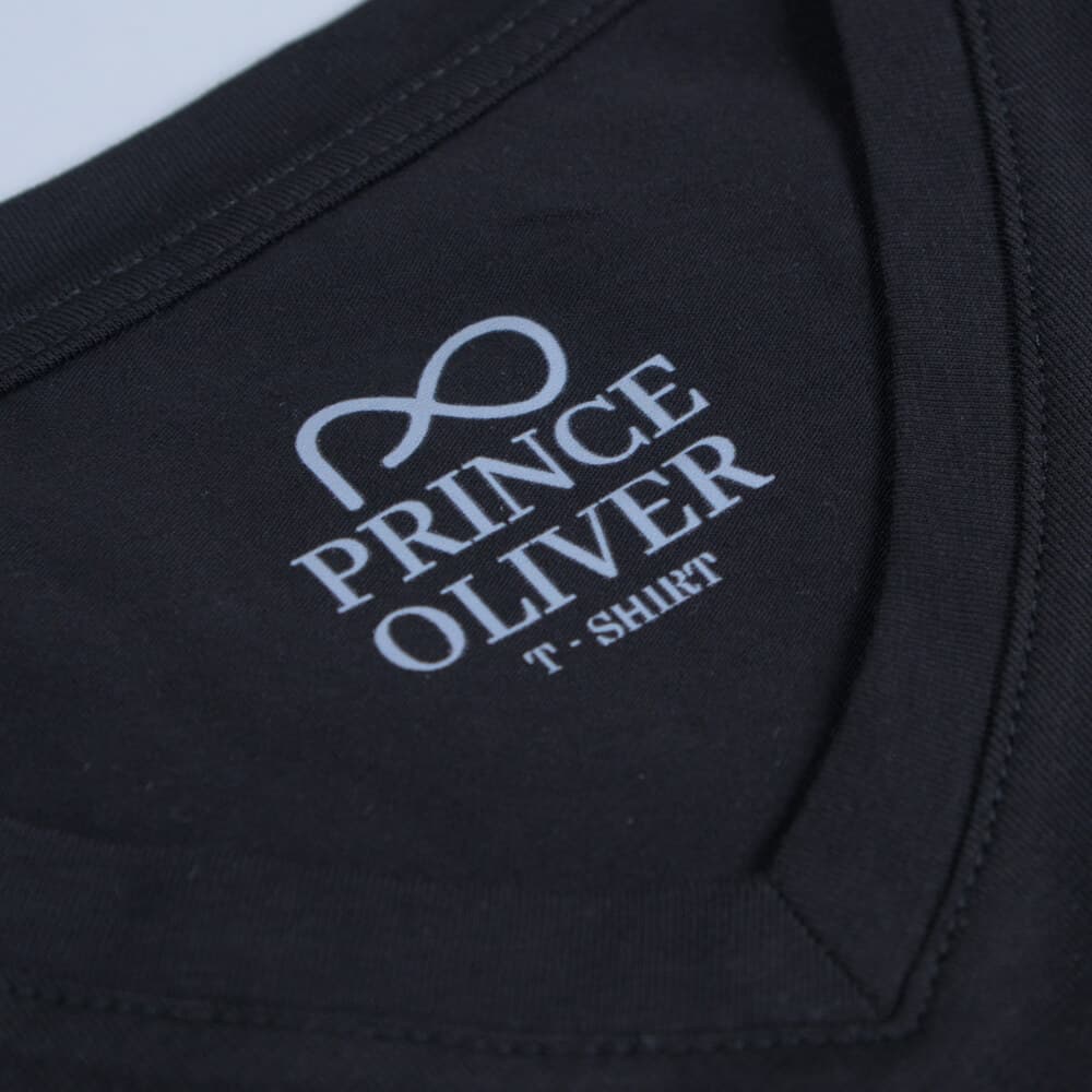 Elegant Logo Τ-Shirt Μαύρο V Neck (Modern Fit)