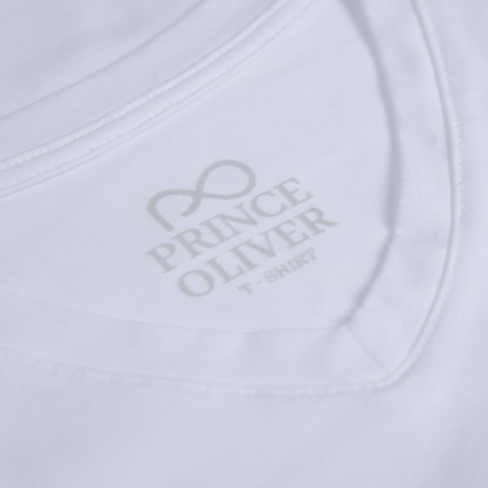 Elegant Logo Τ-Shirt Λευκό V Neck (Modern Fit)